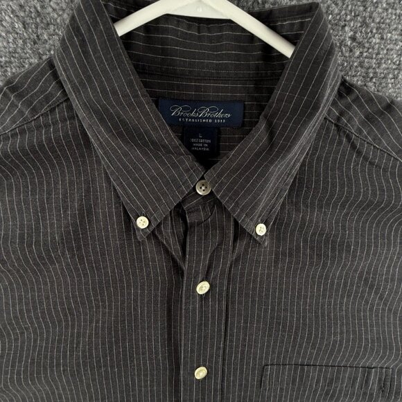 Brooks Brothers Large Gray Check Long Sleeve Button Down Shirt Cotton Woven Men - Picture 7 of 13